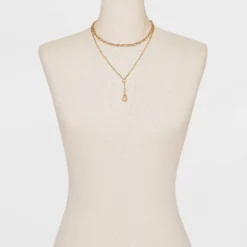 Multi-Strand Pearl Pendant Necklace - A New Day™ Gold