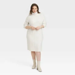 Women's Turtleneck Long Sleeve Cozy Sweater Dress - A New Day™ -A New Day GUEST 1542ddc5 cb08 470c 908d d68d2fc9faf4