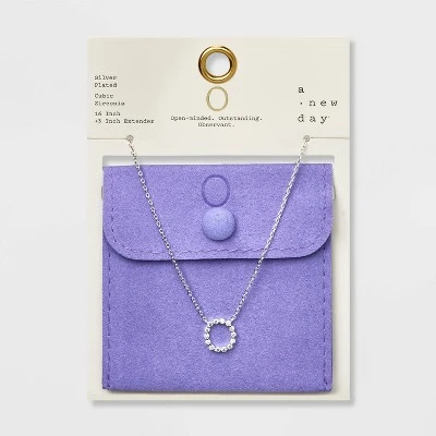 Silver Plated Cubic Zirconia Initial Pendant Necklace - A New Day™ Silver Silver Plated Cubic Zirconia Initial Pendant Necklace - A New Day™ Silver -A New Day GUEST 1565668e aa1e 4a83 9cbf 5aaa13102756