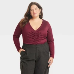 Women's Long Sleeve Ruched Slim Fit Bodysuit - A New Day™ -A New Day GUEST 1a222b96 676b 421f a3e7 e09566812ac1