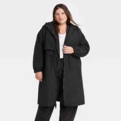 Women's Relaxed Fit Trench Rain Coat - A New Day™ Black -A New Day GUEST 20970525 9ae1 4193 86cf 5c36f2b050a3