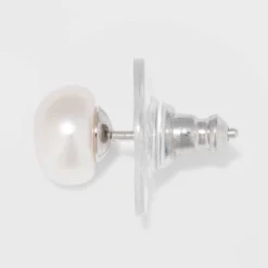 Freshwater Pearl Sterling Silver Stud Fine Jewelry Earrings 2pc - A New Day™ Silver/White