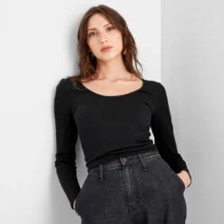 Women's Long Sleeve Slim Fit Reversible Seamless T-Shirt - A New Day™ -A New Day GUEST 45fe8169 e355 42bd bf76 3bc2c1fff46e