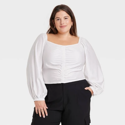 Women's Long Balloon Sleeve Slim Fit Ruched Front Top - A New Day™ Women's Long Balloon Sleeve Slim Fit Ruched Front Top - A New Day™ -A New Day GUEST 531d9799 9625 4d2d a747 8b68d3fac3e4