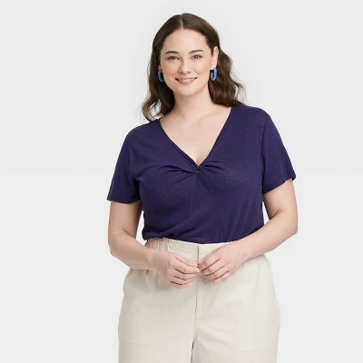 Women's Short Sleeve V-Neck Linen T-Shirt - A New Day™ Women's Short Sleeve V-Neck Linen T-Shirt - A New Day™ -A New Day GUEST 6d14108b cf25 4614 ba2c f99a0c5a875a