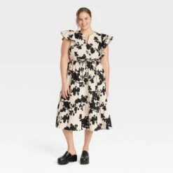 Women's Flutter Short Sleeve Midi Dress - A New Day™ -A New Day GUEST 7ae1d7d7 e328 4e6b a2a7 a4bb0409ba54
