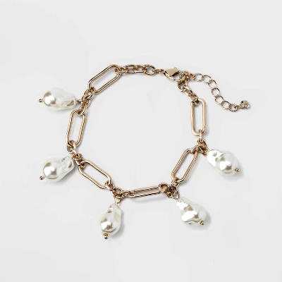 Chain Pearl Drop Chain Bracelet - A New Day™ Gold Chain Pearl Drop Chain Bracelet - A New Day™ Gold -A New Day GUEST 8644d7ba 8f62 4663 af72 a42652472432