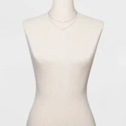 Silver Plated Paperlink Chain And Pierced Cubic Zirconia Necklace Set - A New Day™ Silver