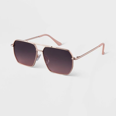 Women's Metal Angular Aviator Sunglasses - A New Day™ Rose Gold Women's Metal Angular Aviator Sunglasses - A New Day™ Rose Gold -A New Day GUEST b86ea48e 9f45 40f4 81b9 5c3169d26b9e