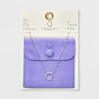 Silver Plated Cubic Zirconia Initial Pendant Necklace - A New Day™ Silver Silver Plated Cubic Zirconia Initial Pendant Necklace - A New Day™ Silver -A New Day GUEST bbca1620 2c1e 412f 9024 273202a9c69b