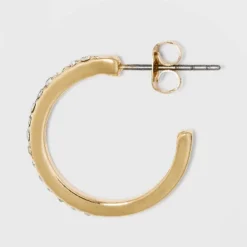 Pave Hoop And Charm Hoop Earring Set 7pc - A New Day™