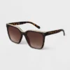 Women's Plastic Square Sunglasses - A New Day™ Brown -A New Day GUEST be72c15e 1dfe 41e1 b60e 5c41a635653f