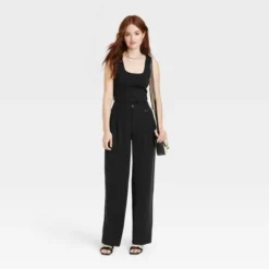 Women's High-Rise Relaxed Fit Full Length Baggy Wide Leg Trousers - A New Day™ -A New Day GUEST bfd00853 463c 4d70 ad76 ac2ad21fc951