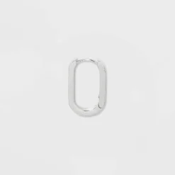 Silver Plated Oval Hinged Endless Hoop Earrings - A New Day™ Silver