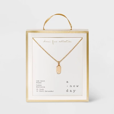 14K Gold Plated Cubic Zirconia Design Pendant Necklace - A New Day™ 14K Gold Plated Cubic Zirconia Design Pendant Necklace - A New Day™ -A New Day GUEST ce3e2bfb 8c6c 4238 887f 7b6ff437ad09