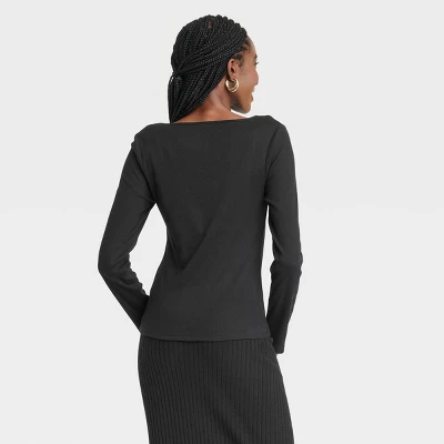 Women's Slim Fit Ribbed Long Sleeve Cut-Out T-Shirt - A New Day™ Women's Slim Fit Ribbed Long Sleeve Cut-Out T-Shirt - A New Day™ -A New Day GUEST e42fb6ae 11d5 4934 8151 3d611f8156b8