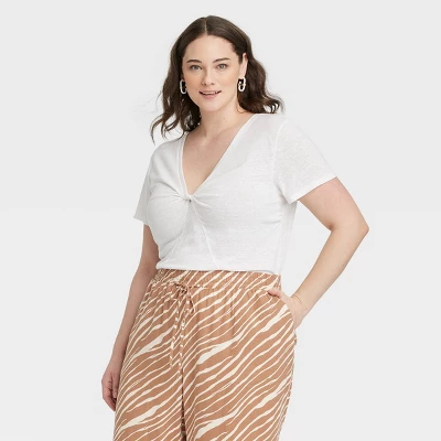 Women's Short Sleeve V-Neck Linen T-Shirt - A New Day™ Women's Short Sleeve V-Neck Linen T-Shirt - A New Day™ -A New Day GUEST e8bd405a dc5e 4712 b040 ed7311742a78