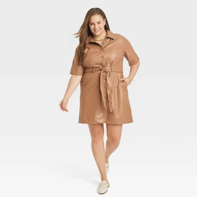 Women's Short Sleeve Faux Leather Shirtdress - A New Day™ Women's Short Sleeve Faux Leather Shirtdress - A New Day™ -A New Day GUEST f01809c4 6af7 4d5e bddd 40188ea58aba