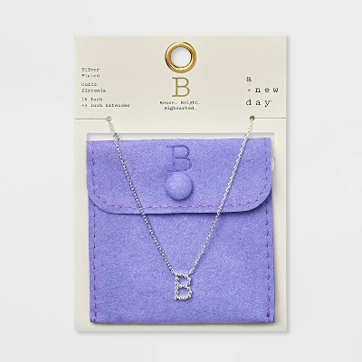 Silver Plated Cubic Zirconia Initial Pendant Necklace - A New Day™ Silver Silver Plated Cubic Zirconia Initial Pendant Necklace - A New Day™ Silver -A New Day GUEST f5f236a9 7db1 4138 b579 da19631c0cc9