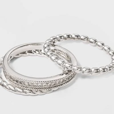 Silver Plated 3 Band Ring Set with Cubic Zirconia - A New Day™ Silver/Clear 6 Silver Plated 3 Band Ring Set With Cubic Zirconia - A New Day™ Silver/Clear 6 -A New Day GUEST ff344732 40c0 4951 b8a7 669e3f0589ea 1
